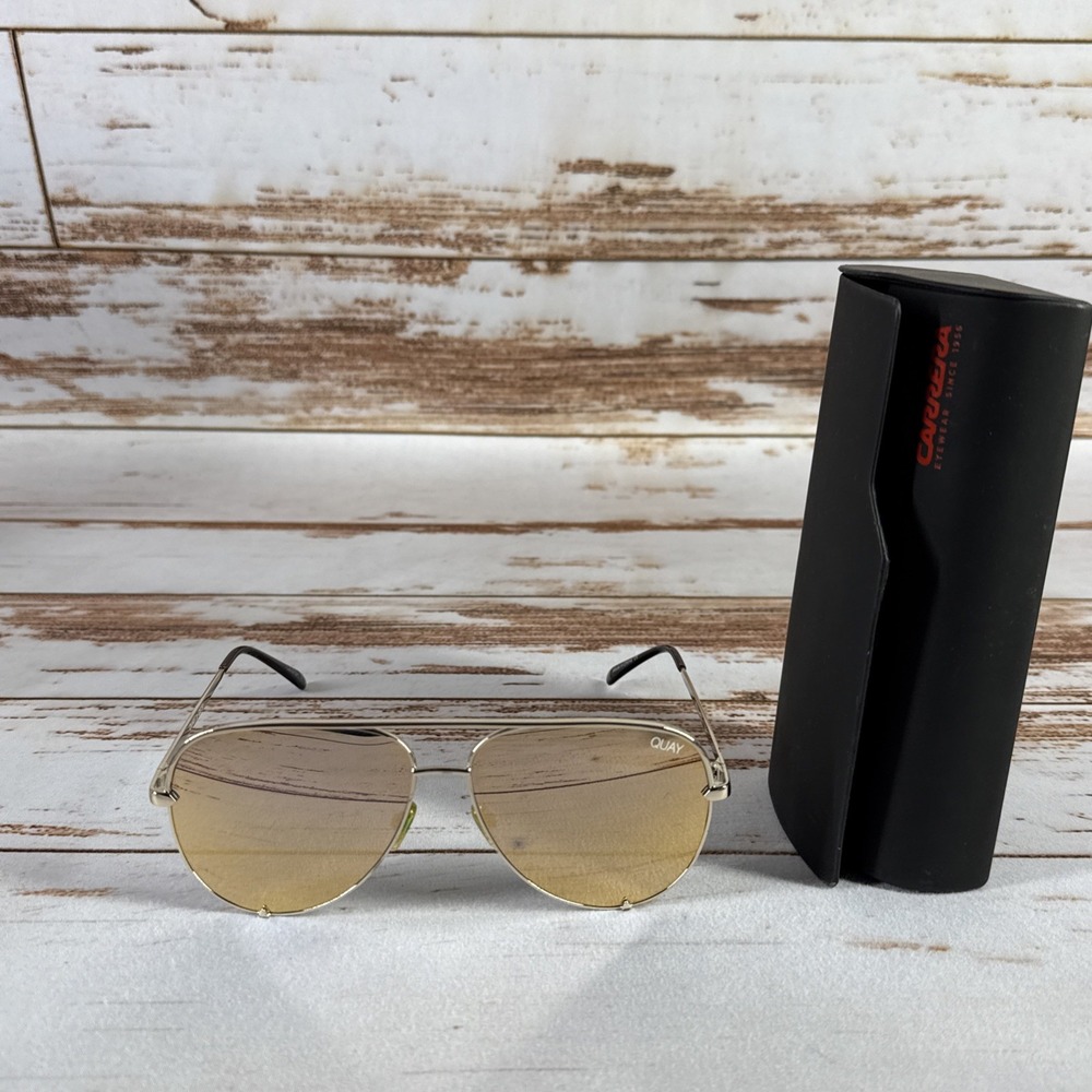 QUAY Australia High Key Mini Aviator Sunglasses Gold Mirrored